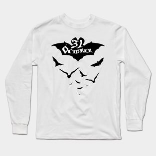 Halloween Black Bat 31 October Party Long Sleeve T-Shirt